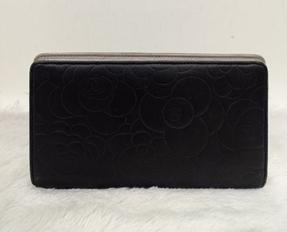 Chanel Timeless Long Flap Wallet Embossed Camellia Black SHW #14