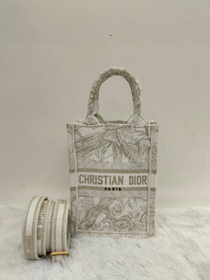 Dior Tote Book Mini Phone Canvas Off White 2022