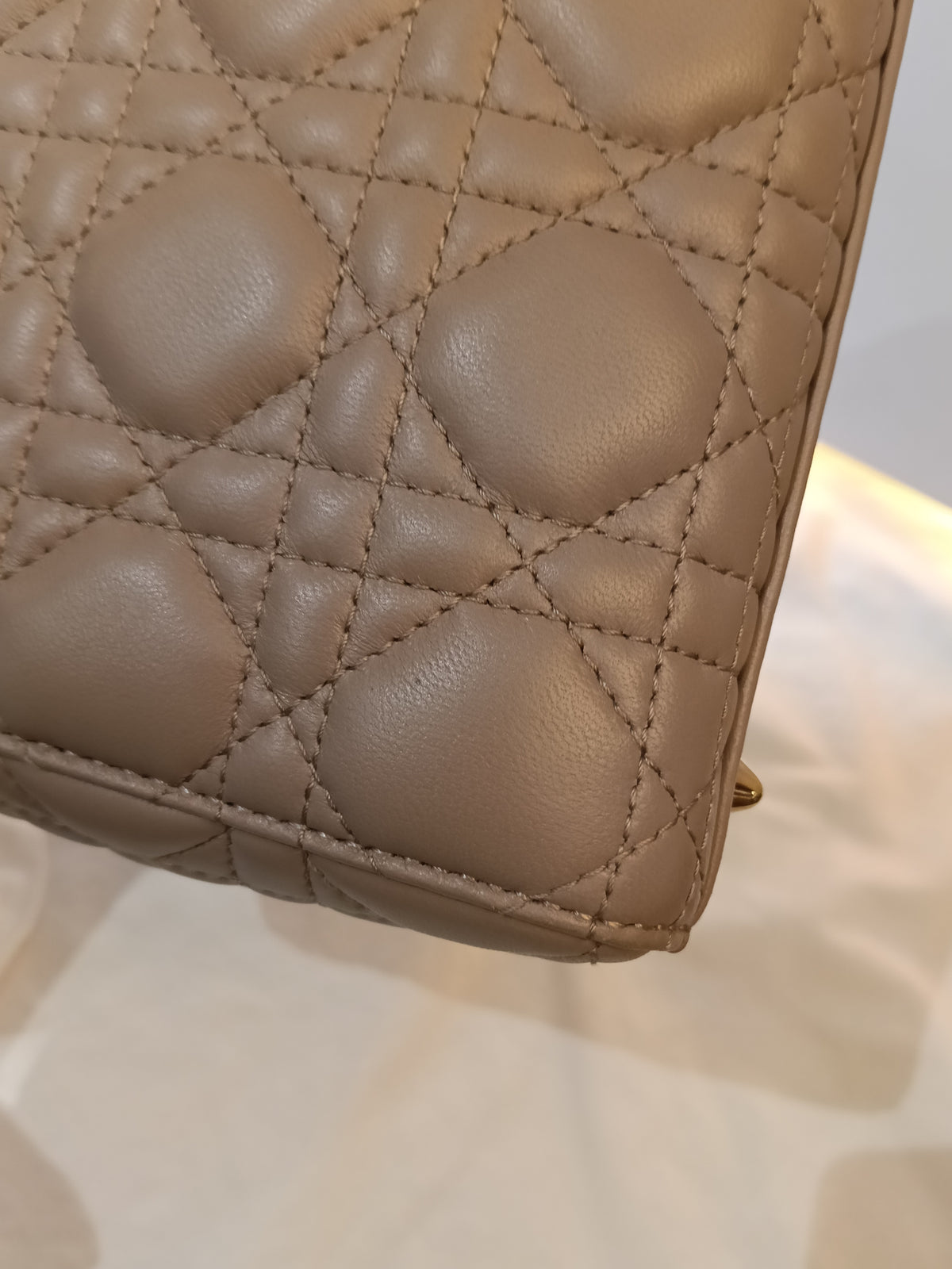 Lady Dior Small Lamb Taupe GHW 2016