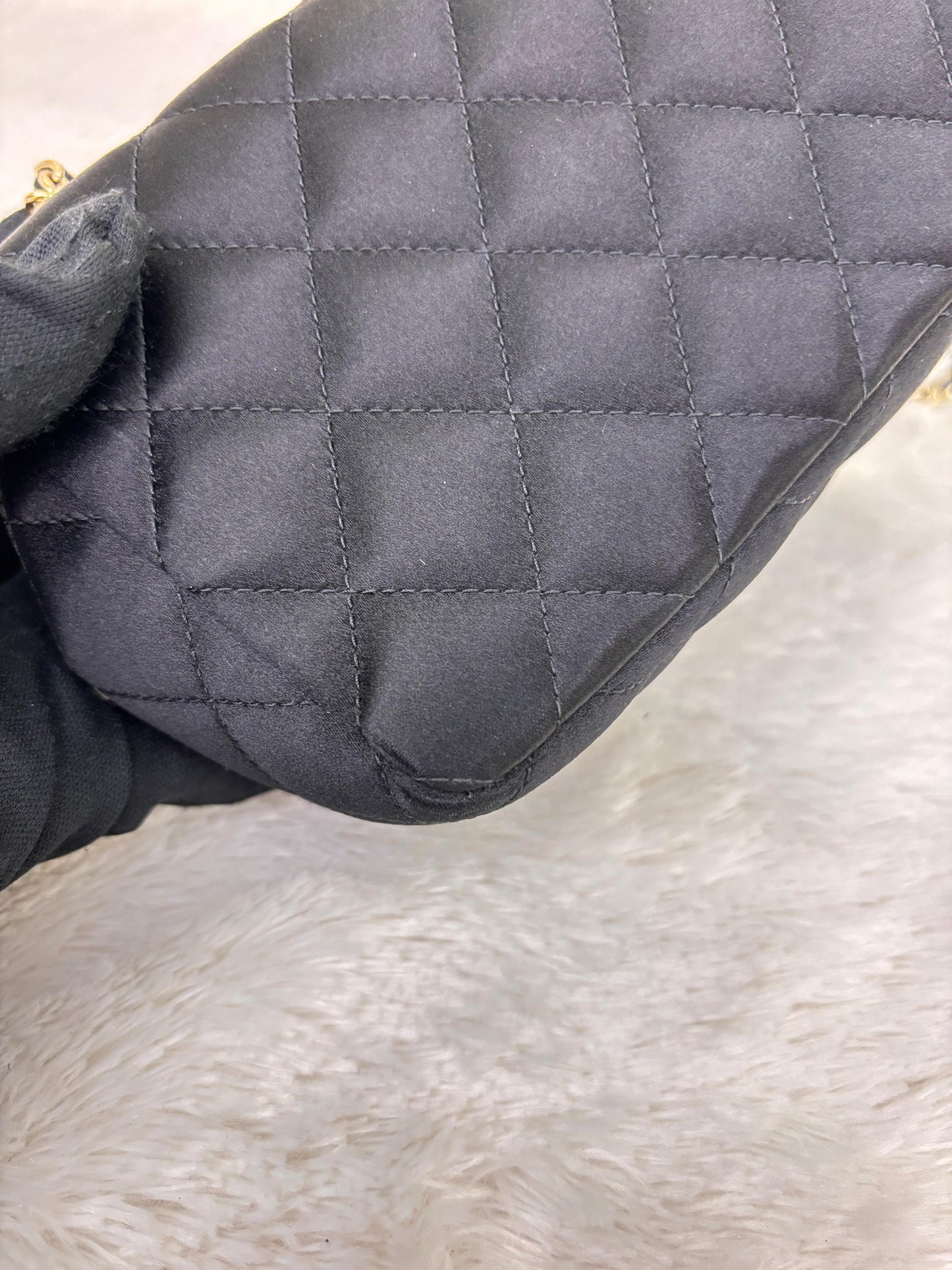 Chanel Mini Flap Satin Camellia Black GHW #21