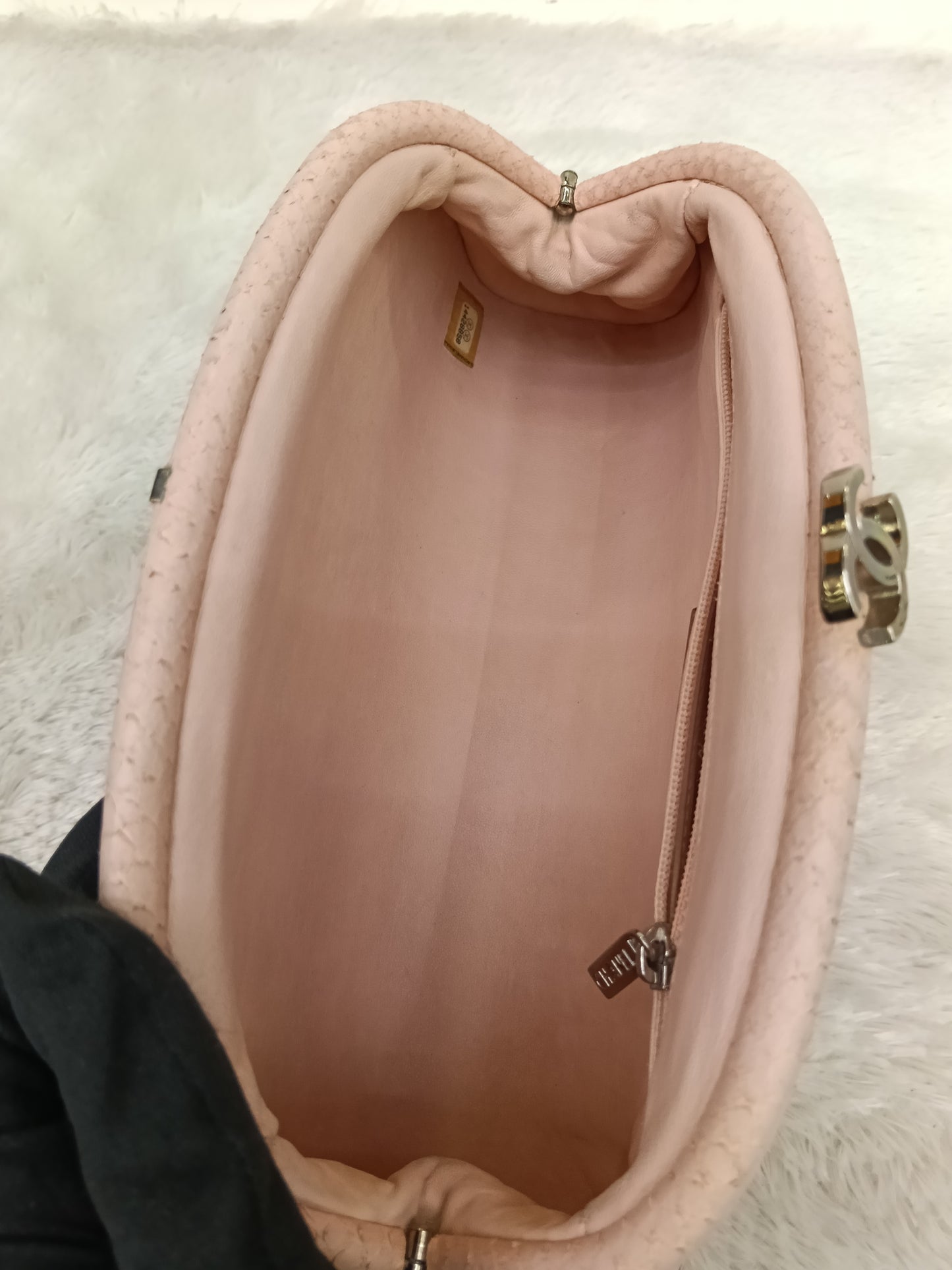 Chanel Timeless Clutch Python Pink Peach SHW #14