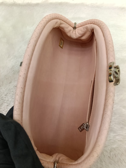 Chanel Timeless Clutch Python Pink Peach SHW #14