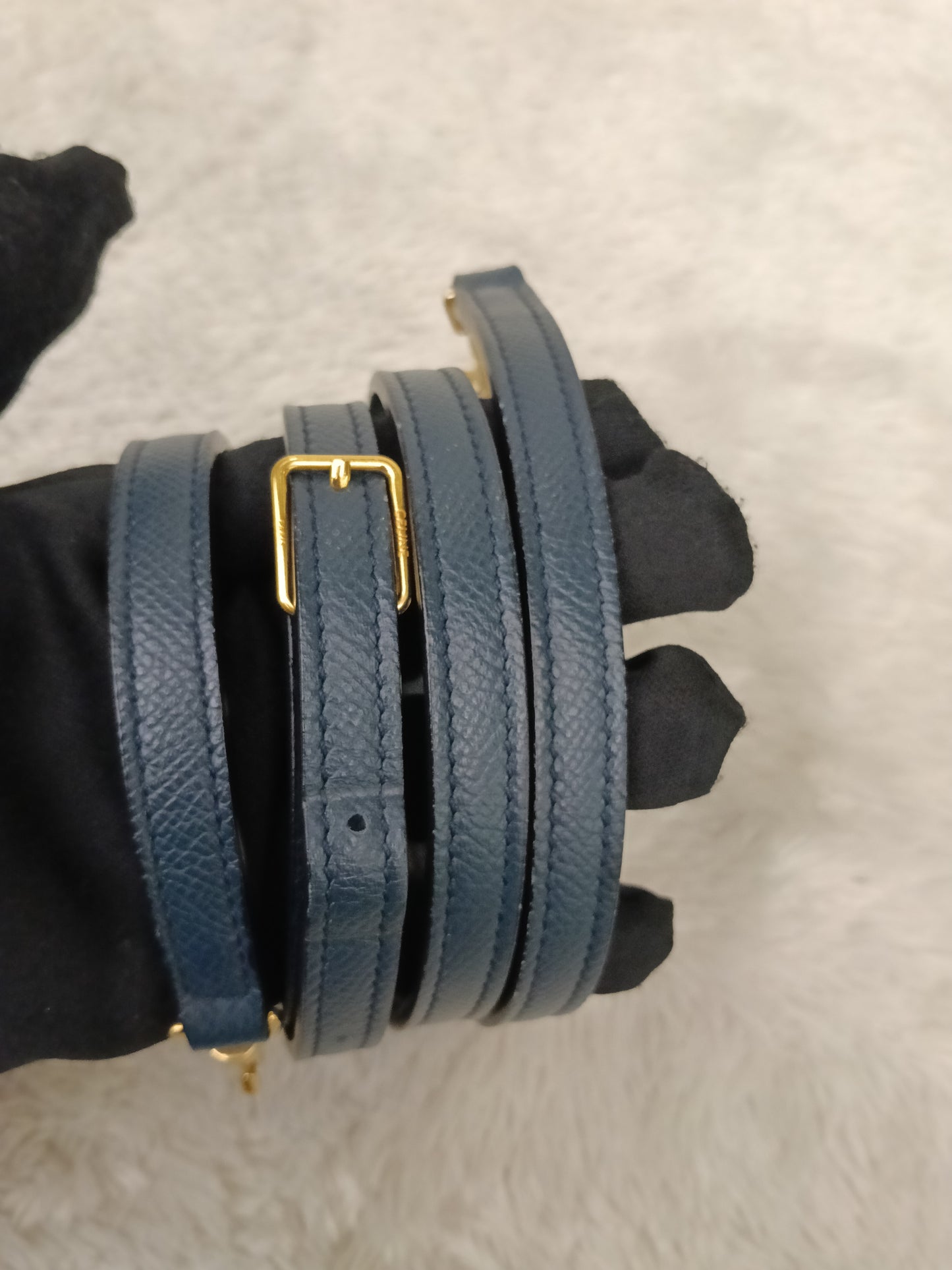 Celine Nano Belt Grained Abyss Blue GHW 2018