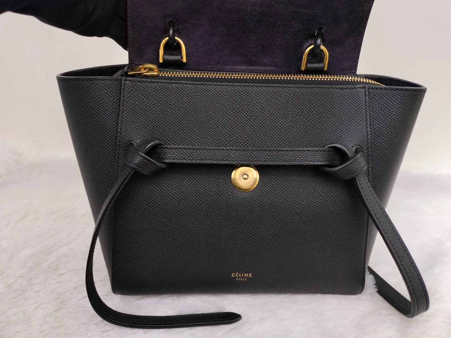 Celine Nano Belt Grained Black GHW 2018