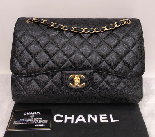 Chanel Jumbo Caviar Black GHW DF #18