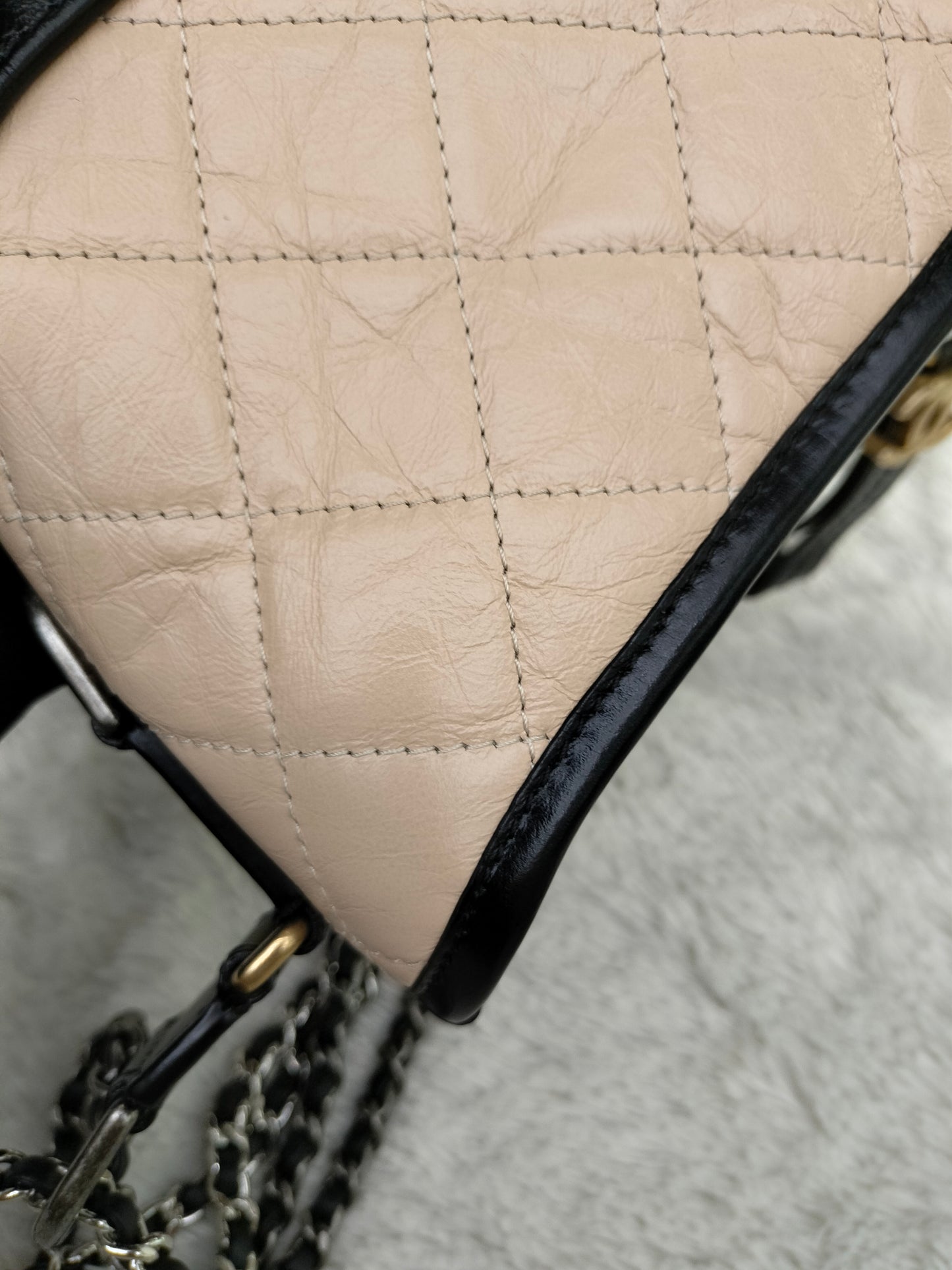 Chanel Gabrielle Small Calfskin Beige Black #26