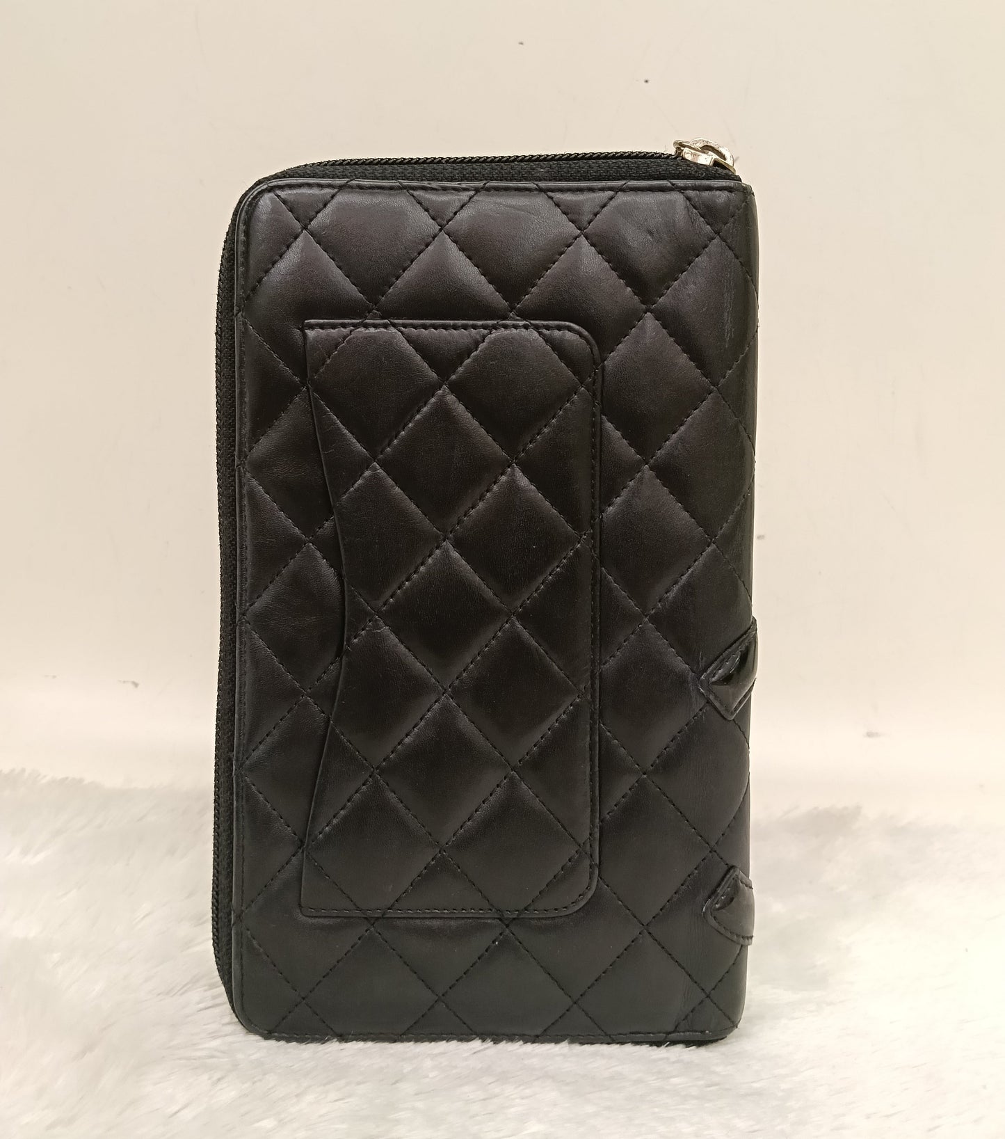 Chanel Zip Around Organizer Cambon Calfskin Black Pink SHW #16