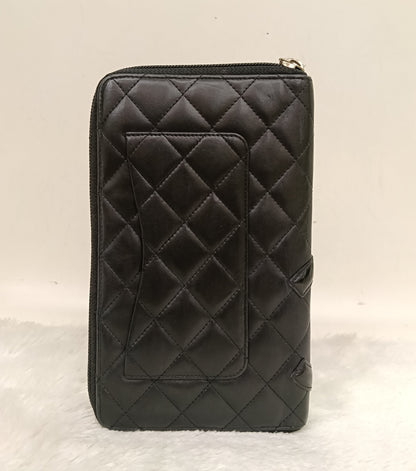 Chanel Zip Around Organizer Cambon Calfskin Black Pink SHW #16