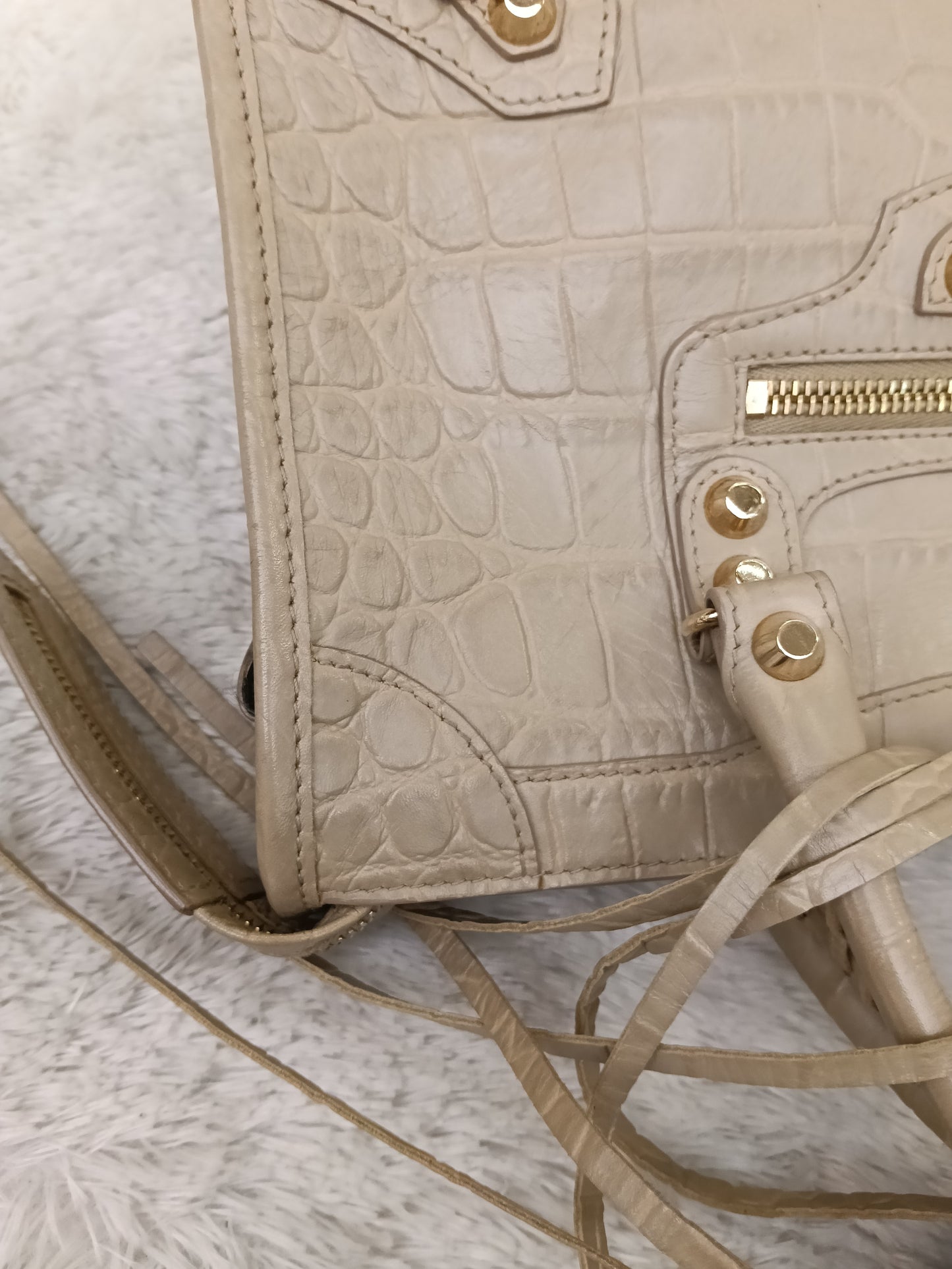 Balenciaga Small City Classic Croco Beige GHW 2018