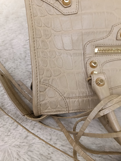 Balenciaga Small City Classic Croco Beige GHW 2018
