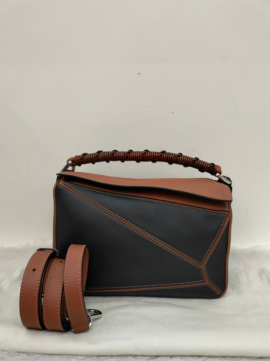 Loewe Puzzle Small Craft Calfskin Black Tan SHW 2020