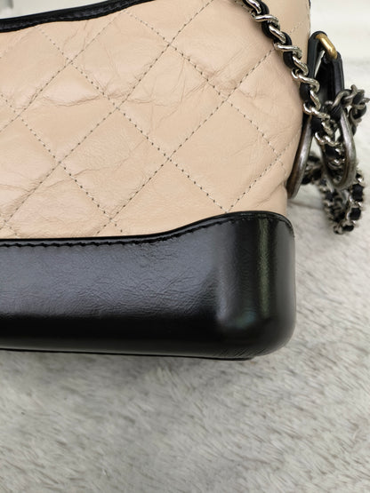 Chanel Gabrielle Small Calfskin Beige Black #26