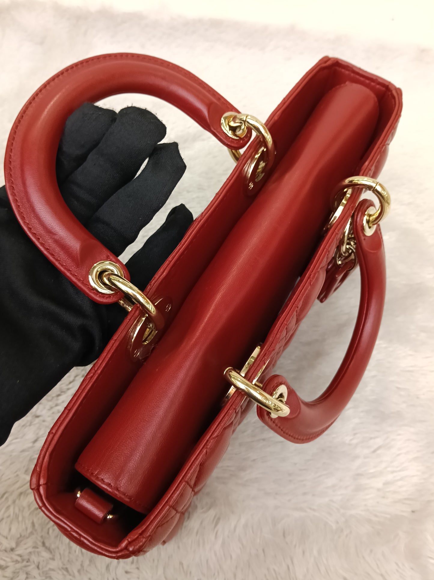 Dior Lady D'Joy Medium Lamb Red GHW 2016