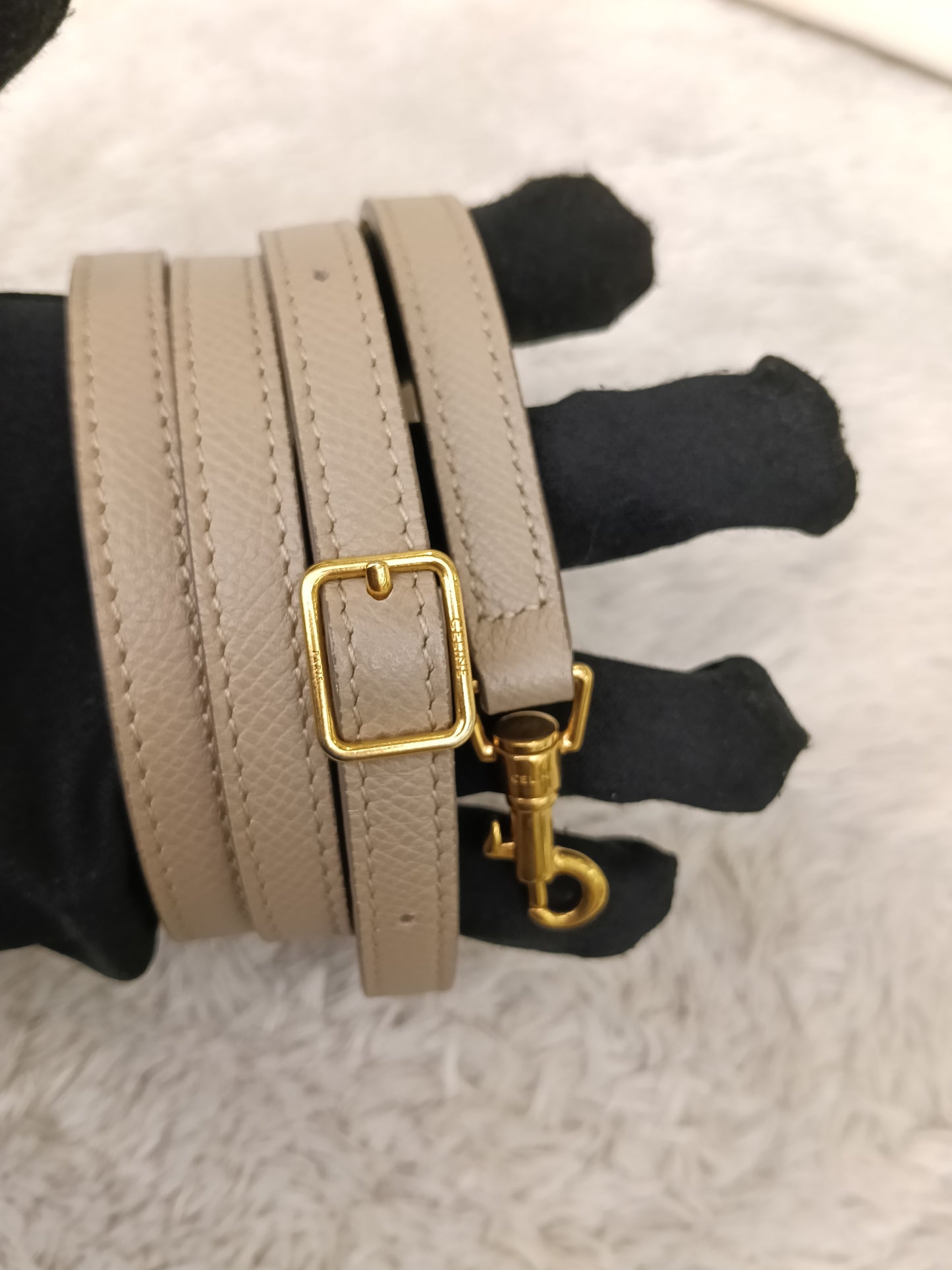 Celine Nano Belt Grained Light Taupe GHW 2018