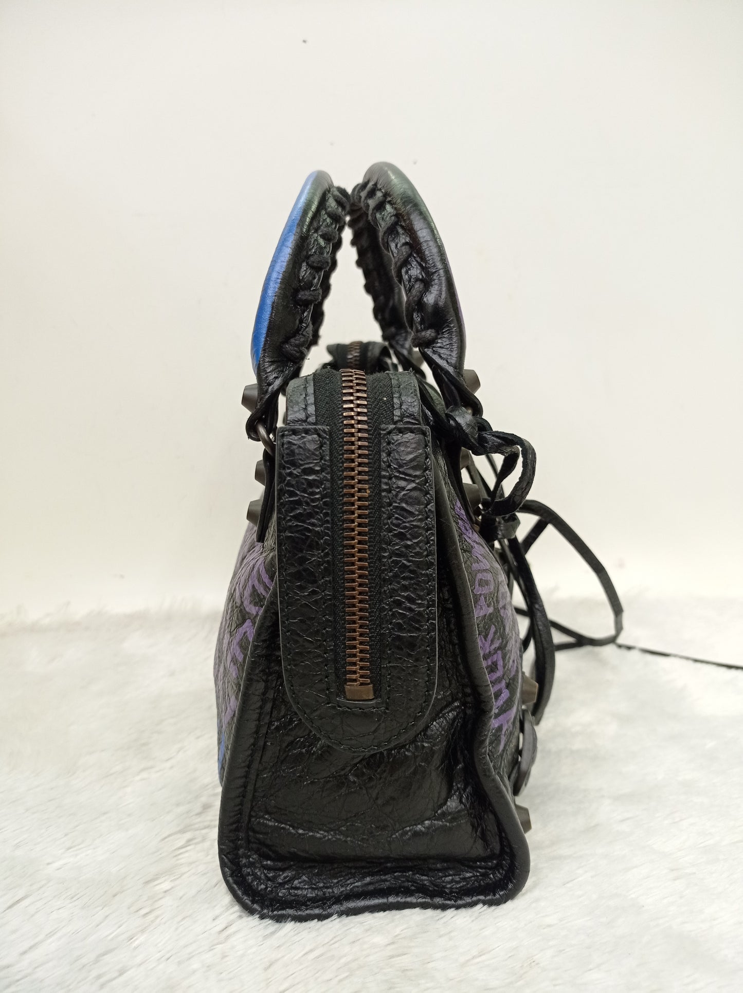 Balenciaga Mini City Classic Graffiti Black Bleu Violet RGHW 2018