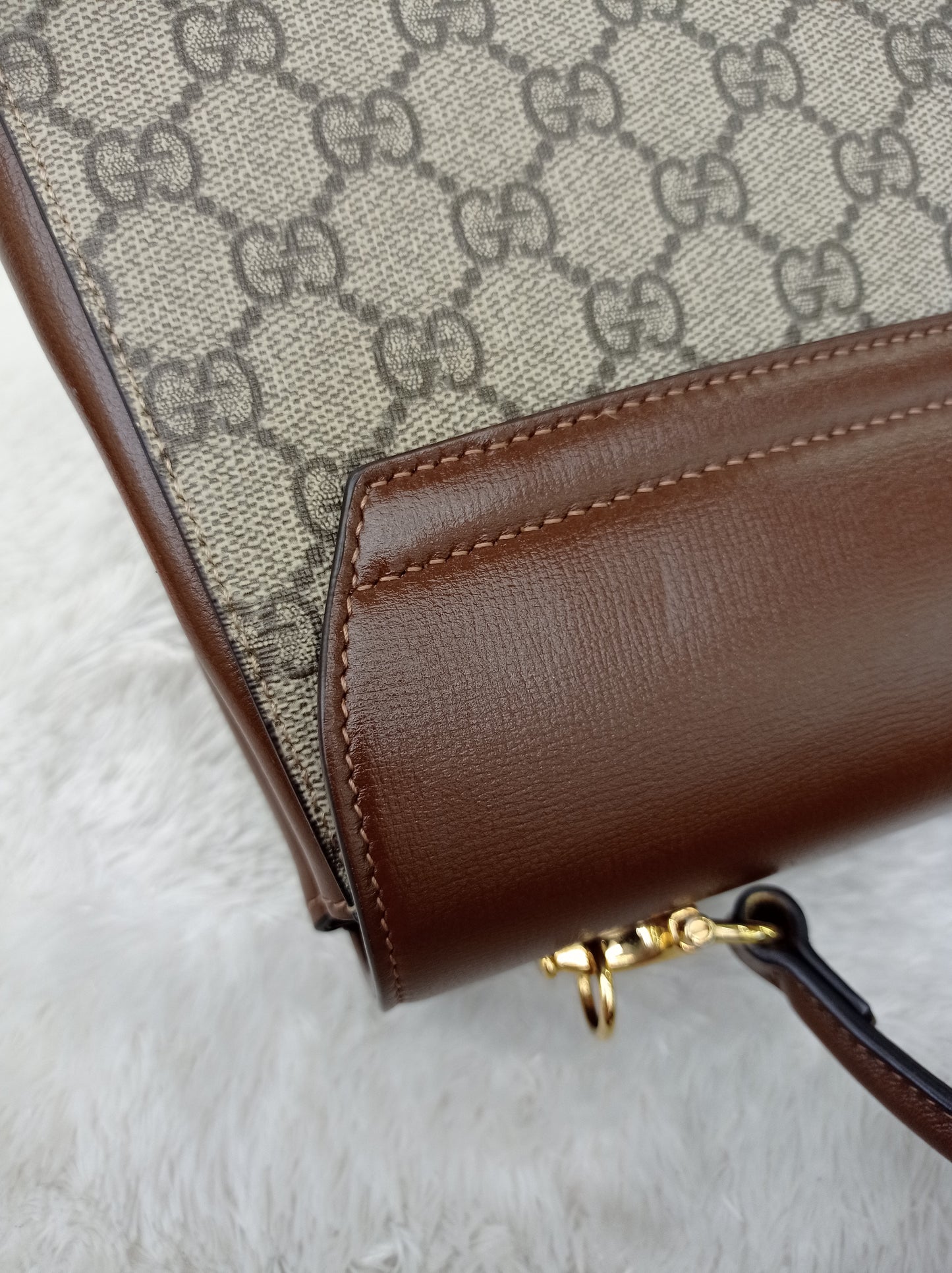 Gucci Top Handle Horsebit Medium Brown GHW