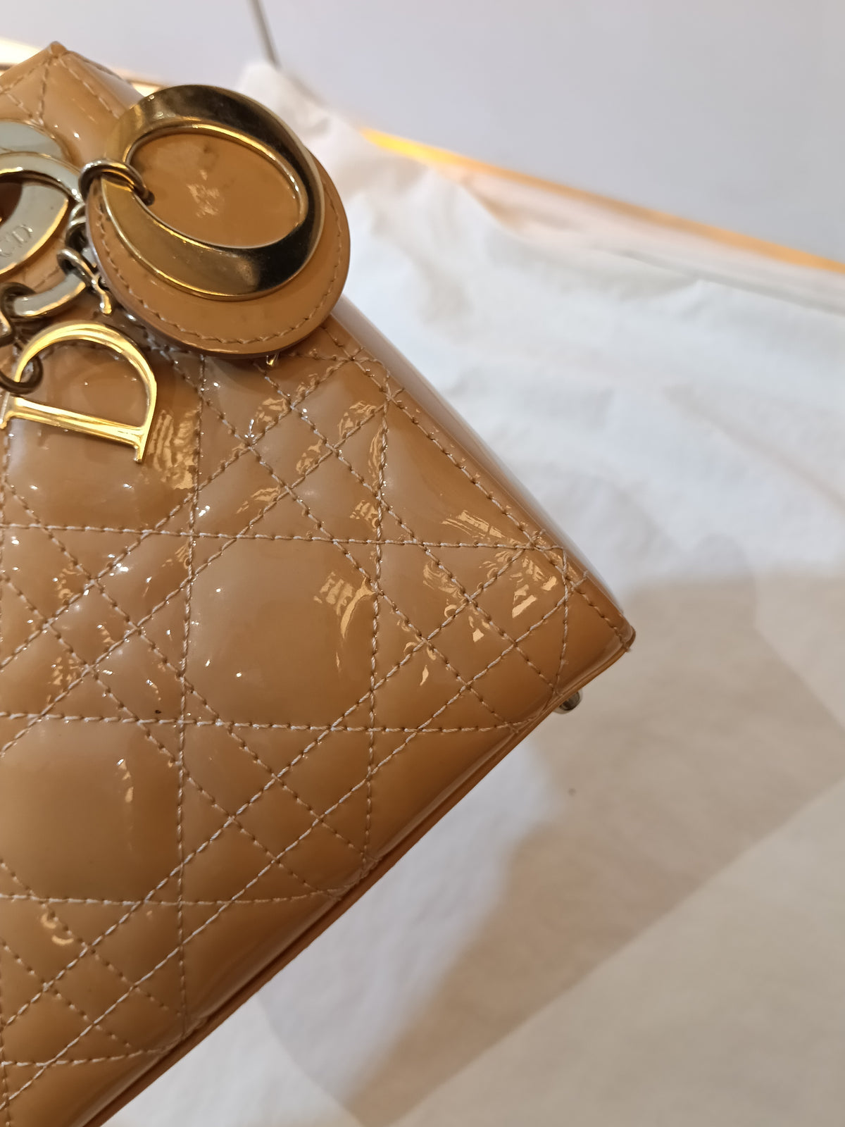 Lady Dior Mini Patent Nude GHW 2022
