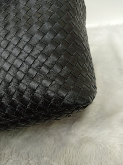 Bottega Veneta Nappa Intrecciato Ayers Brick Tote Black Snake Skin RHW