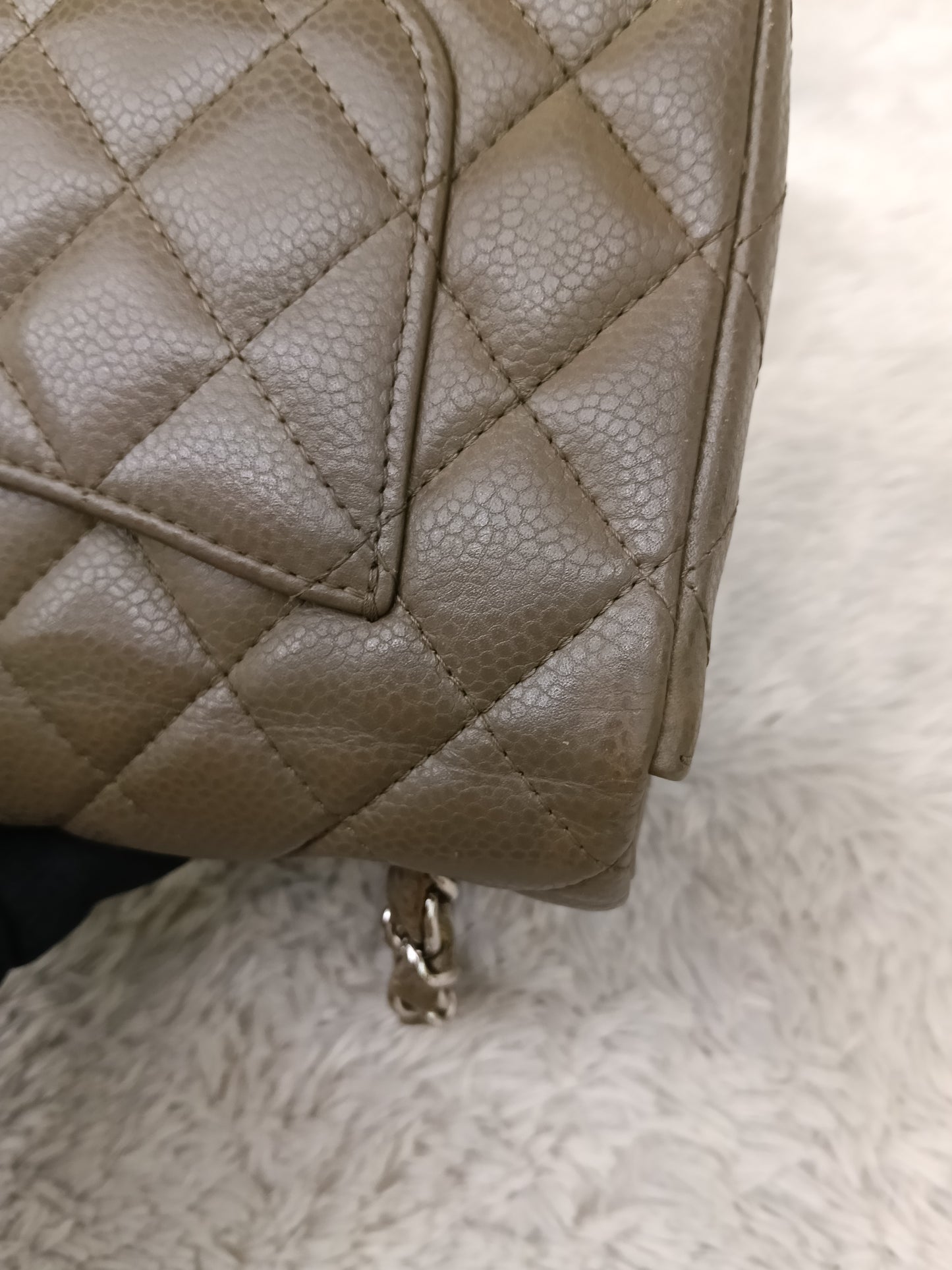 Chanel Mini Rectangular Caviar Khaki SHW SF #17