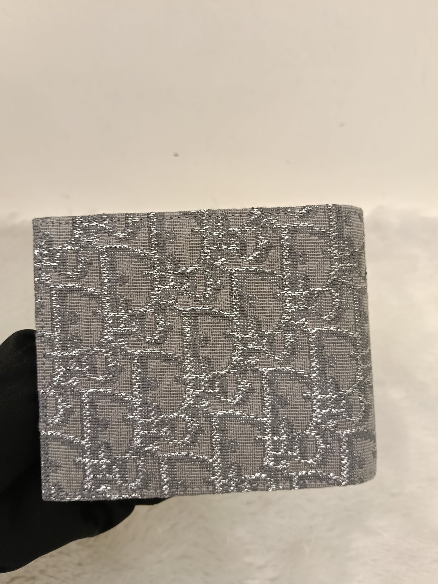 Dior Bifold Wallet Oblique Jacquard Ruthenium Grey Silver