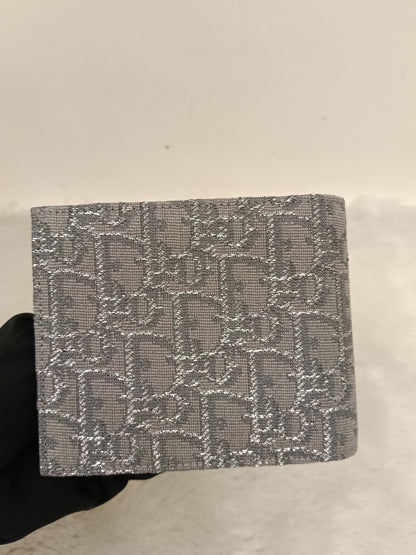 Dior Bifold Wallet Oblique Jacquard Ruthenium Grey Silver