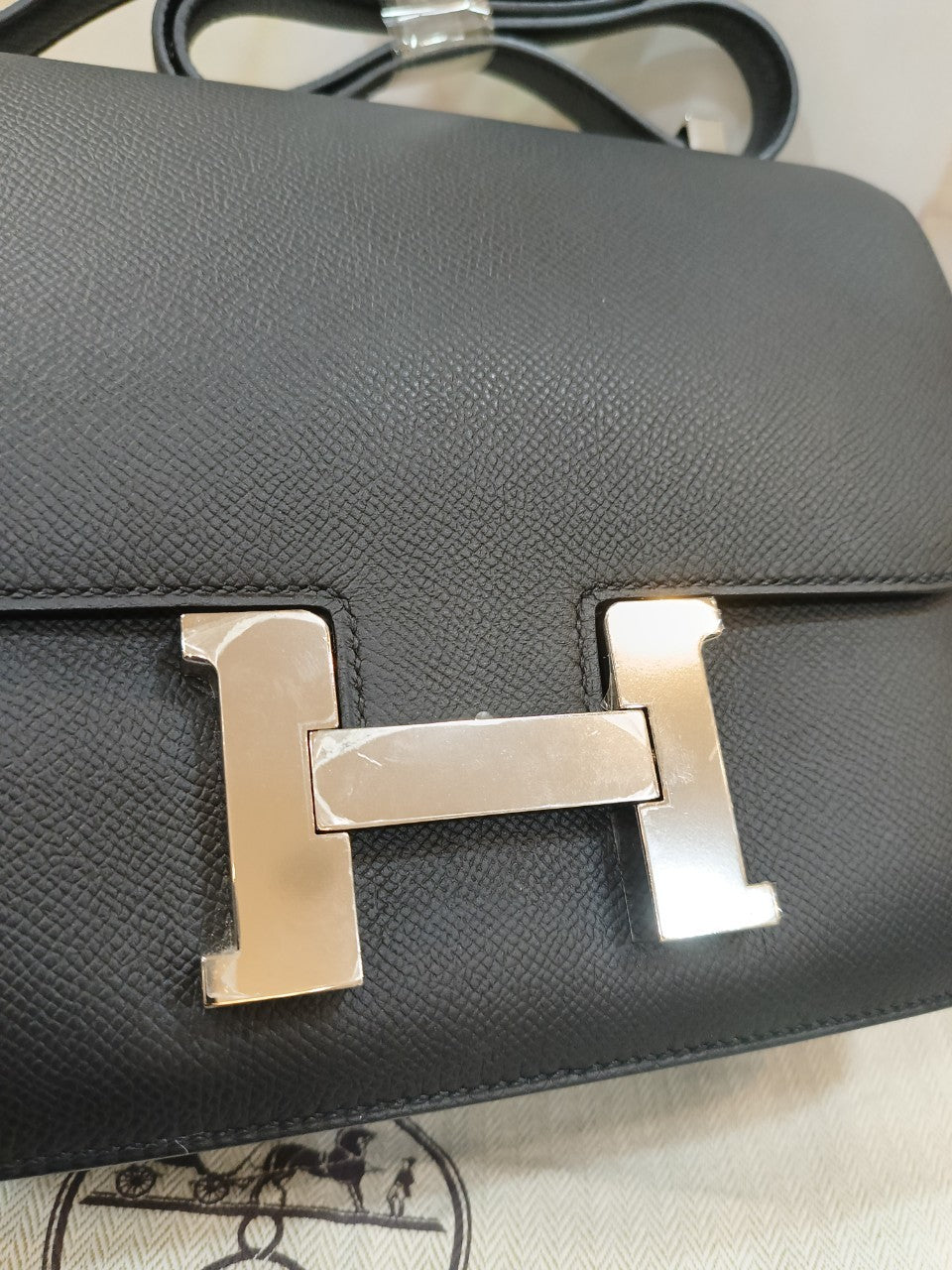 Hermes Constance 24 Epsom Noir PHW #D