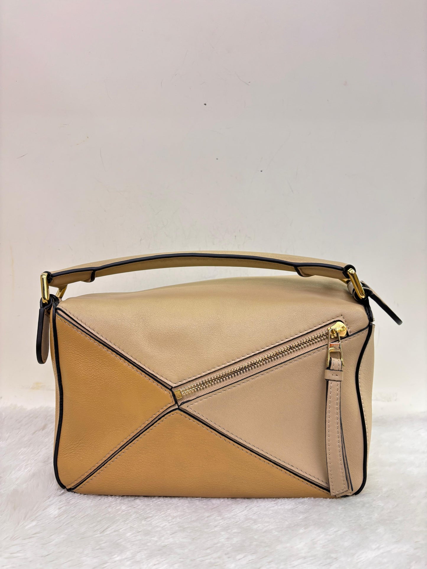 Loewe Puzzle Small Calfskin Dusty Beige Soft White GHW 2022