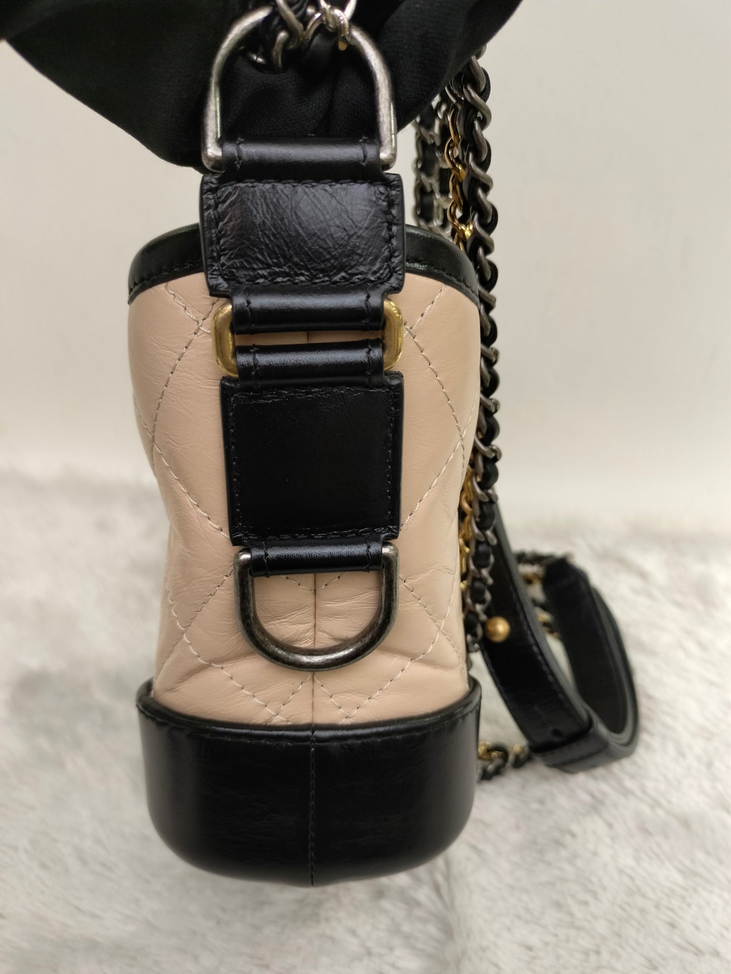 Chanel Gabrielle Small Calfskin Beige Black #26