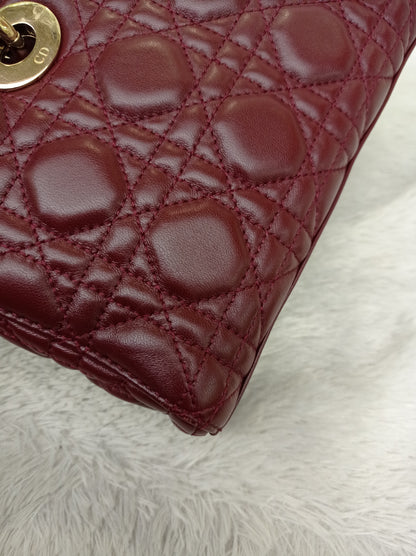 Dior Lady D'Joy Medium Lamb Burgundy GHW 2016