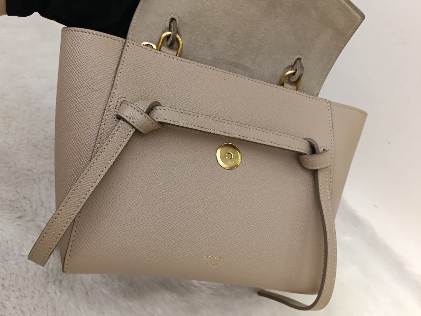 Celine Nano Belt Grained Light Taupe GHW 2021