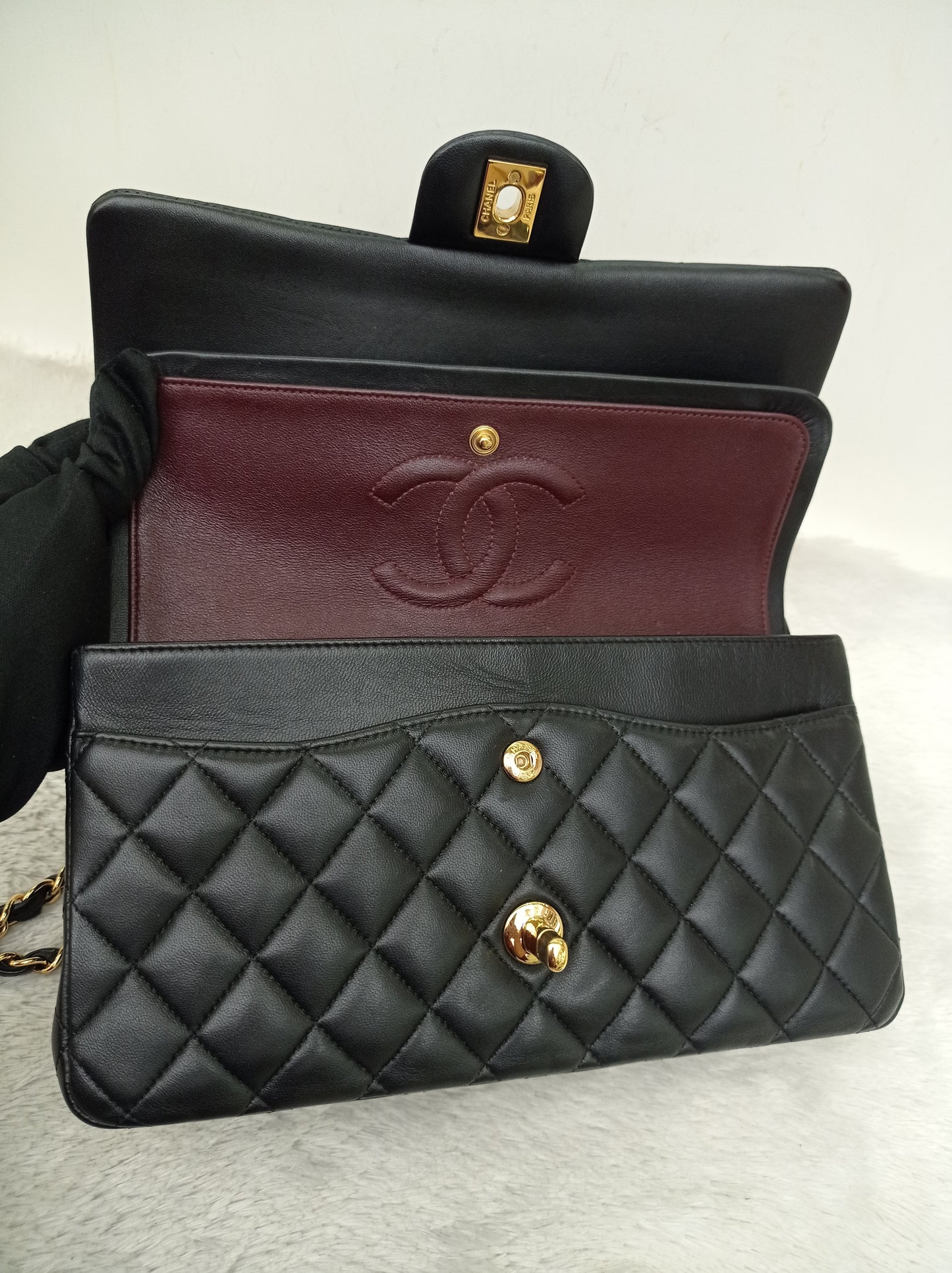 Chanel Medium Lamb Black GHW DF #29