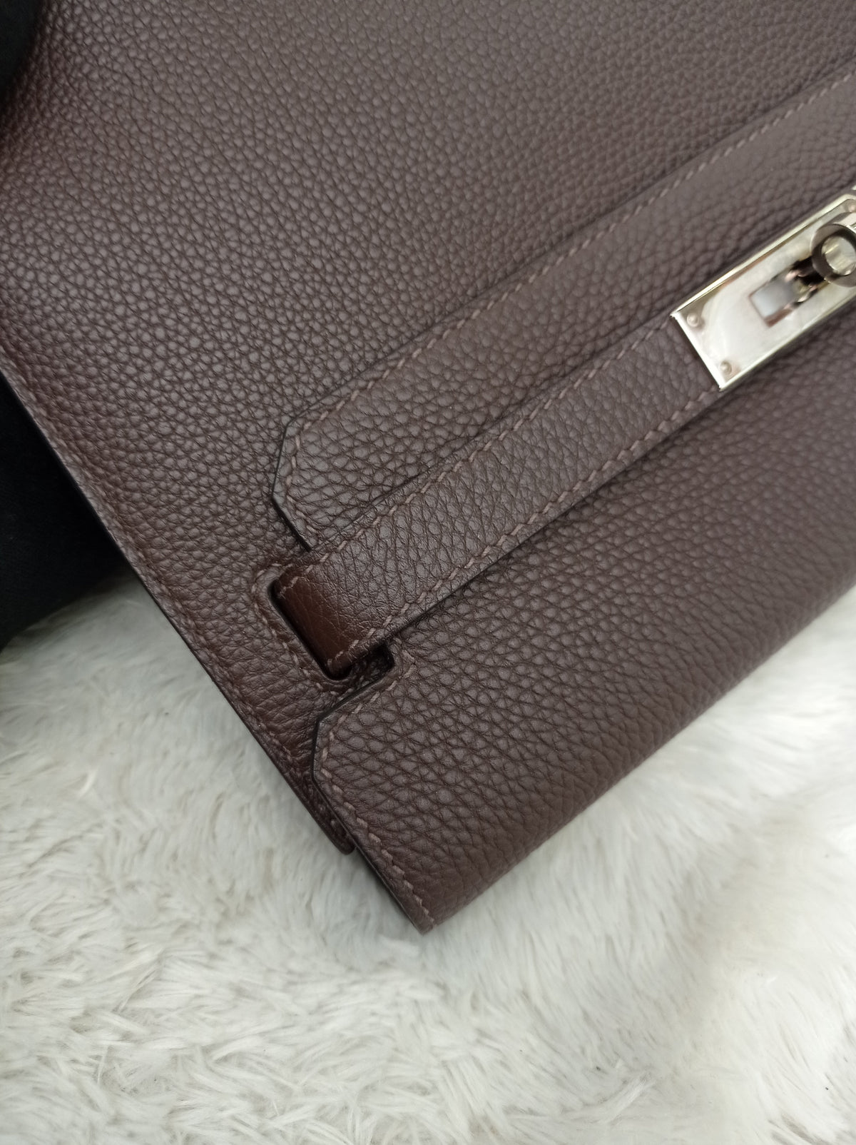 Hermes Kelly Depeche Pochette 25 Togo Ebene PHW #Y