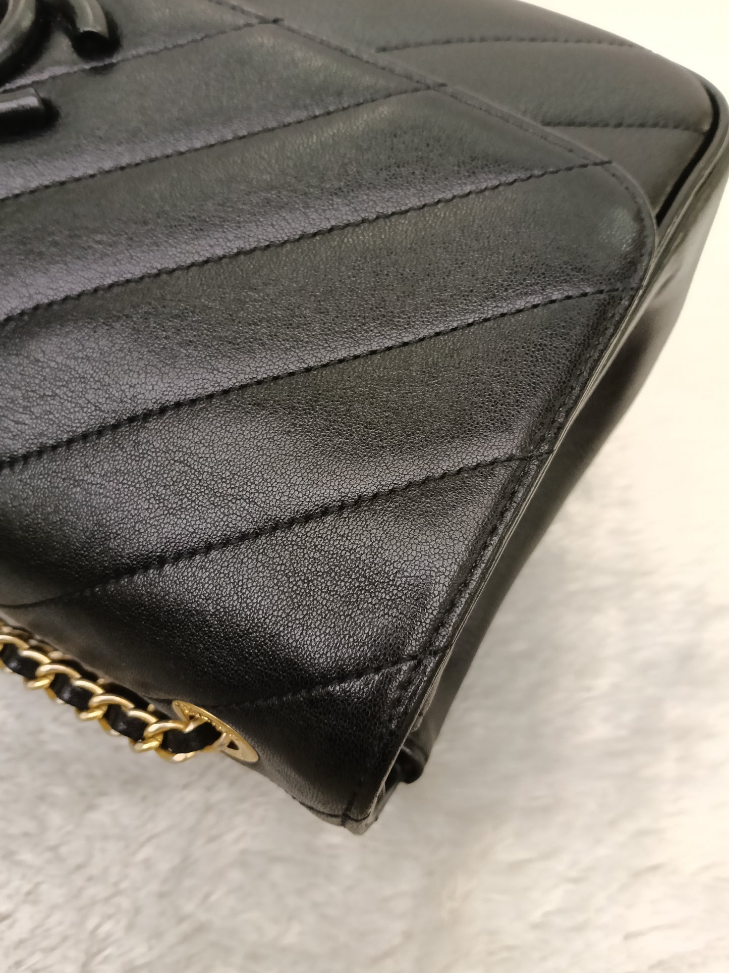 Chanel Jumbo Diagonal Flap Lamb Black GHW #21