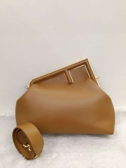 Fendi First Caramello Medium Calfskin Brown Beige GHW