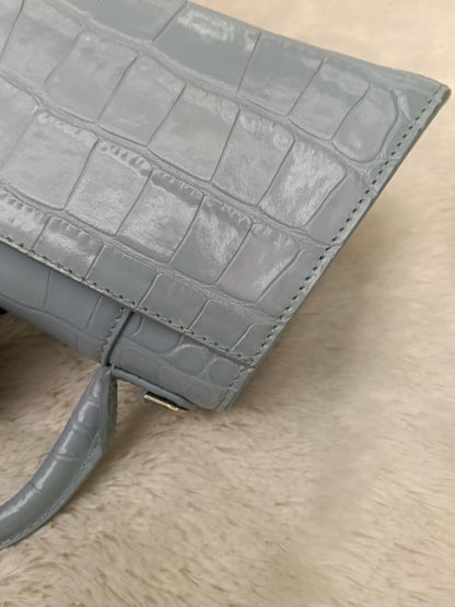 Balenciaga Hourglass XS Top Handle Croco Blue Grey SHW 2021