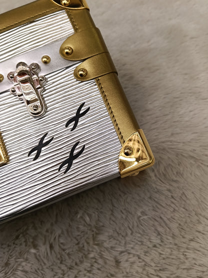 LV Petite Malle Epi Metallic Silver Gold 2017
