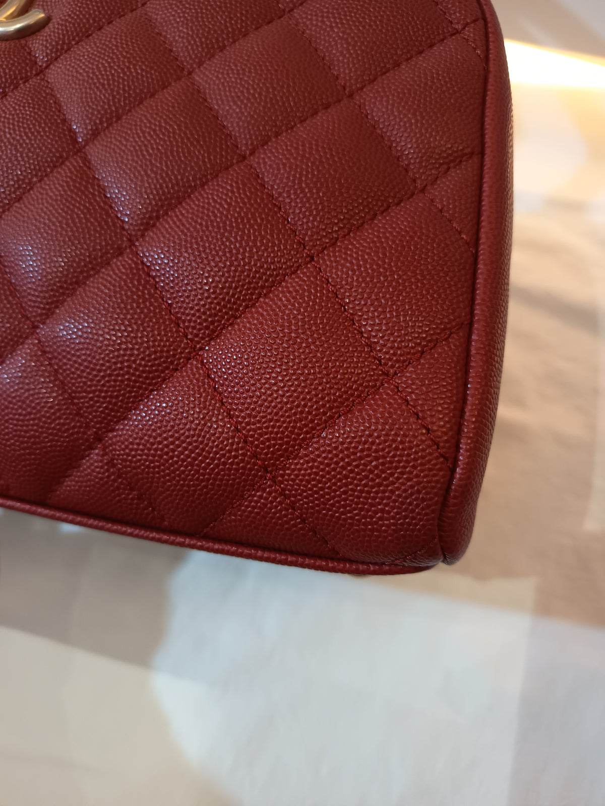 Chanel Bowling Top Handle Lizard Medium Caviar Red GHW #24