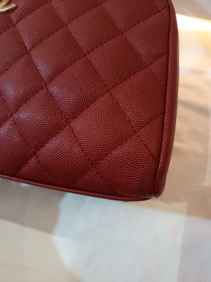 Chanel Bowling Top Handle Lizard Medium Caviar Red GHW #24