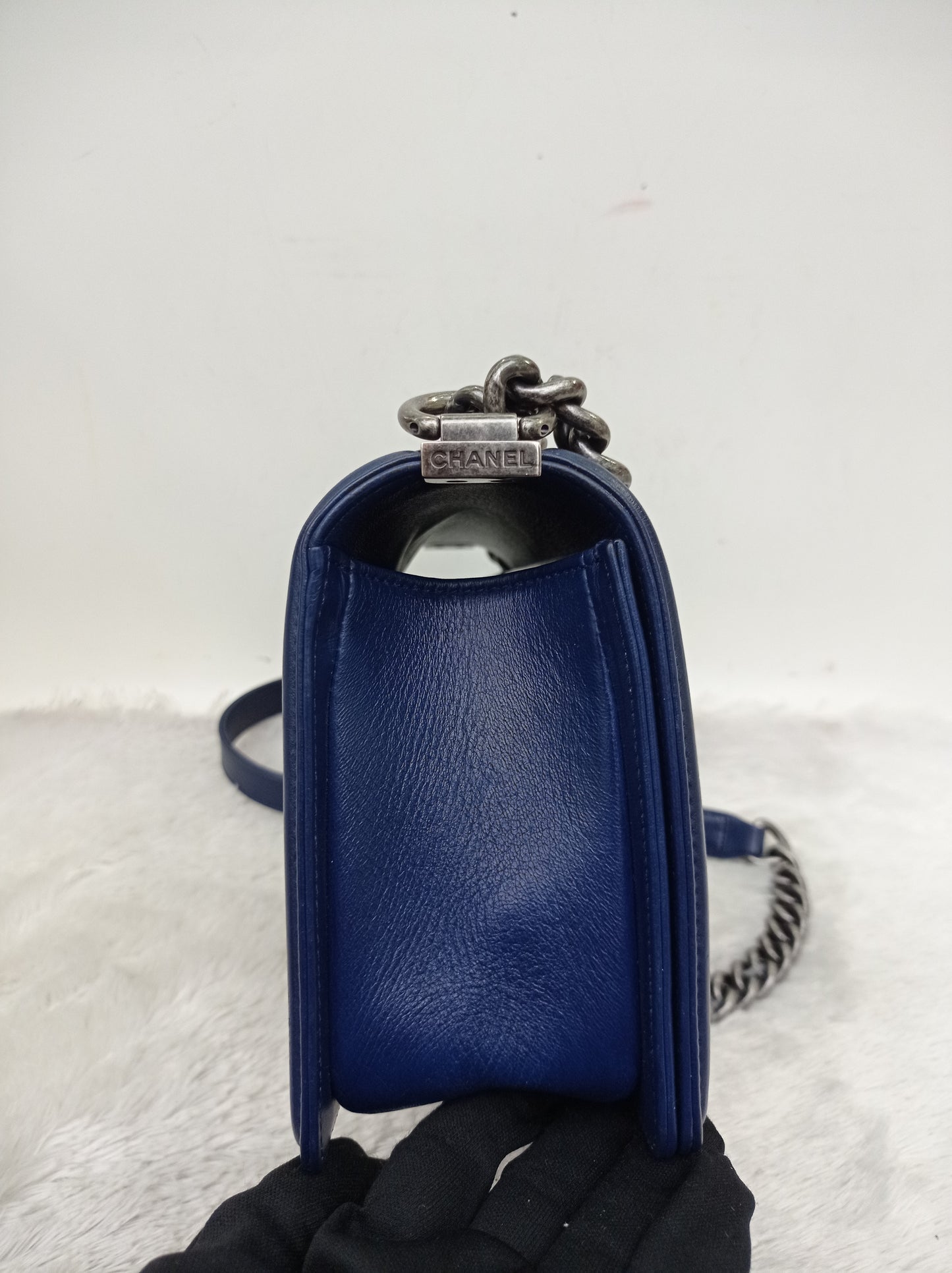 Chanel Boy 25 Lamb Navy Blue RHW #21