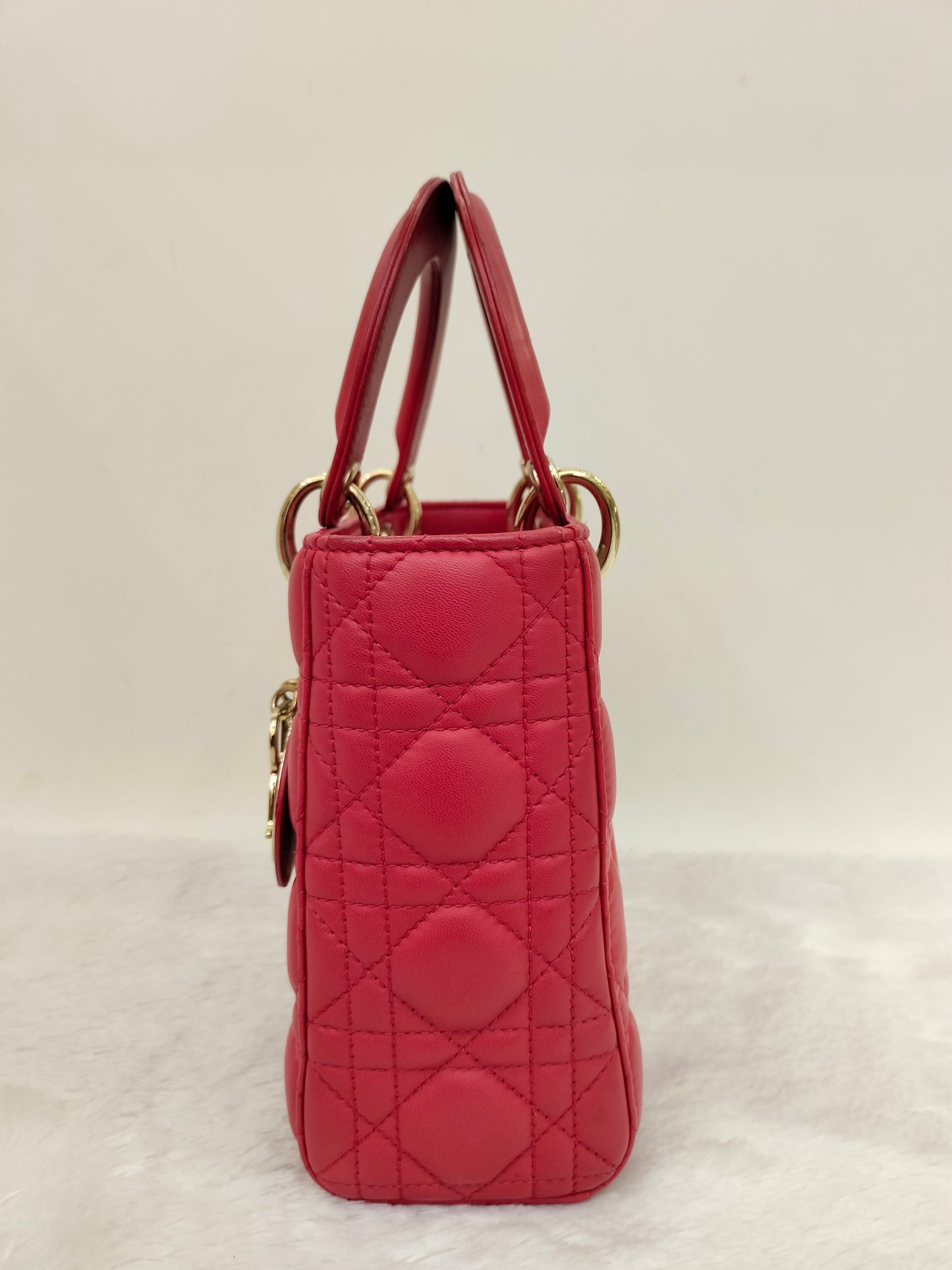 Lady Dior Small Lamb Red GHW 2016