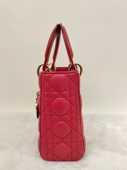 Lady Dior Small Lamb Red GHW 2016