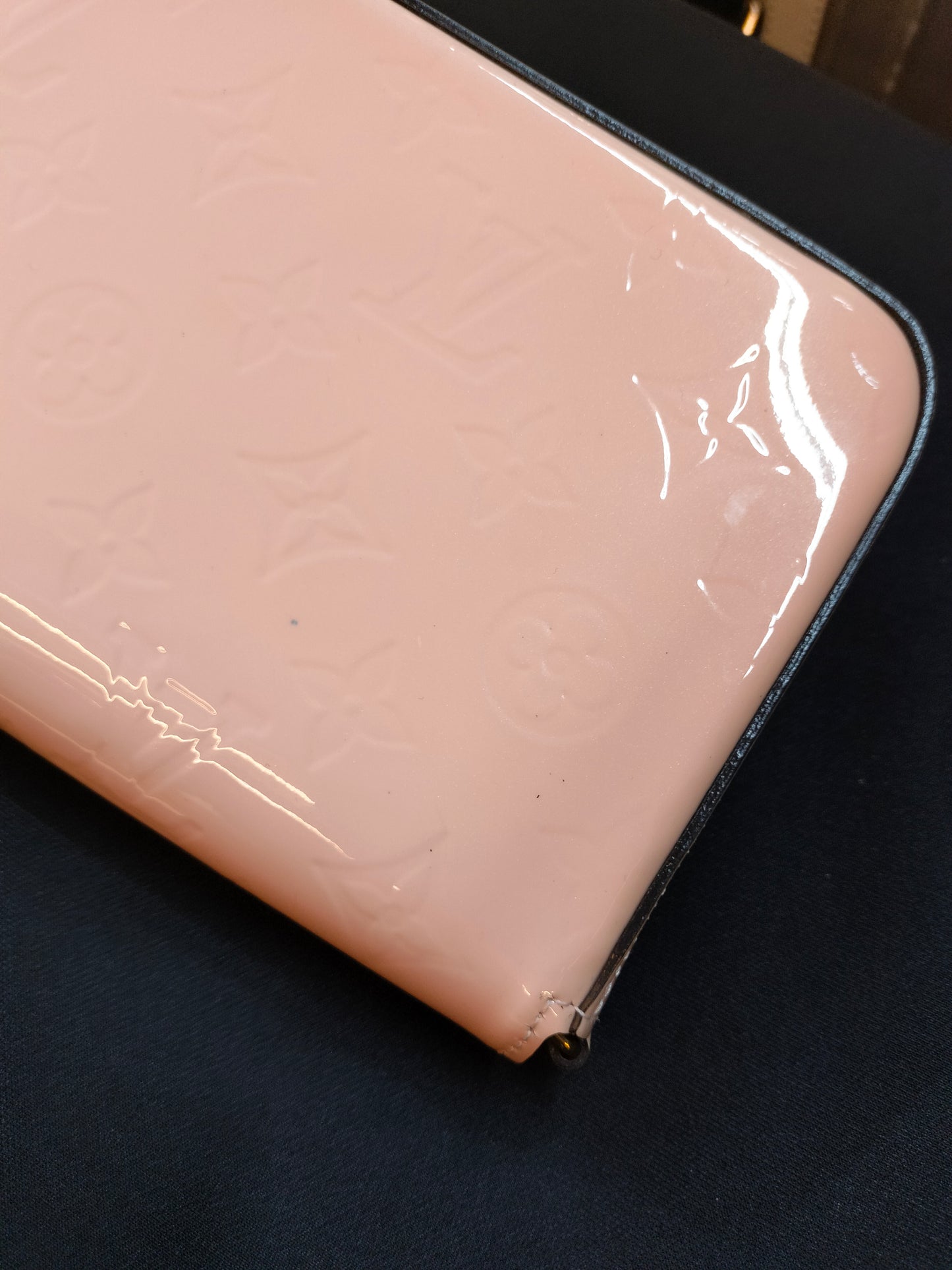 LV Felicie Monogram Vernis Rose Ballerine