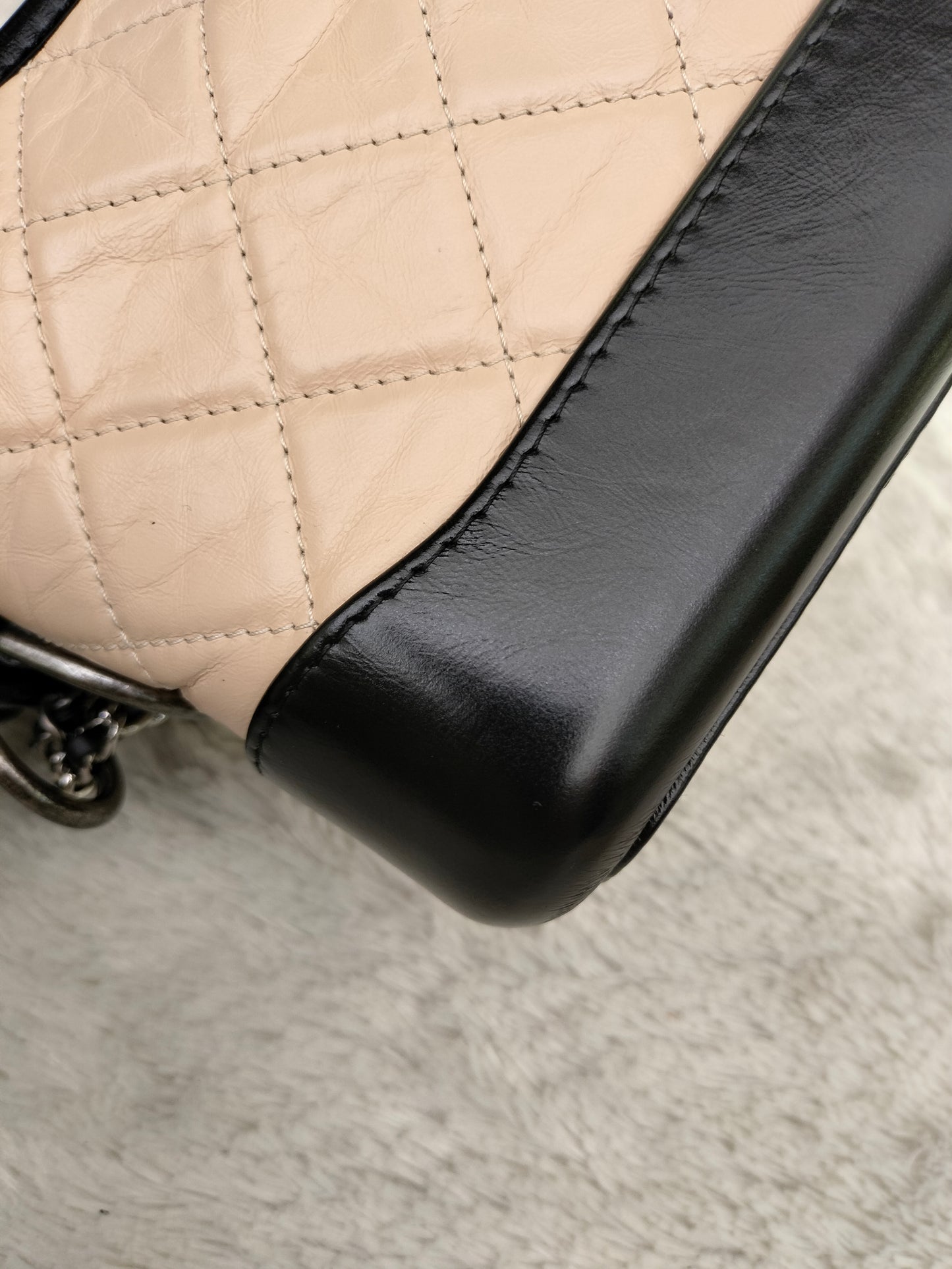 Chanel Gabrielle Small Calfskin Beige Black #26