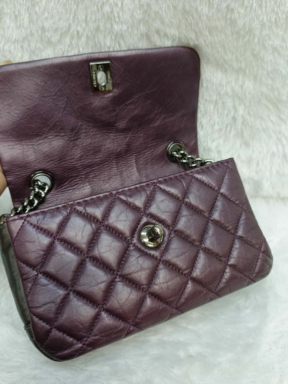 Chanel Mini Flap Lady Pearly Grey Purple SHW #17                                                      Size 19x13x6cm