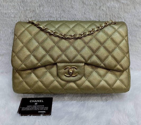 Chanel Jumbo Caviar Gold GHW DF #21