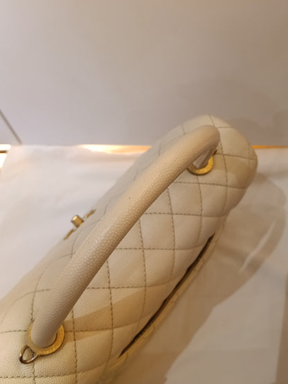 Chanel Coco Handle Medium Caviar Ivory GHW #24