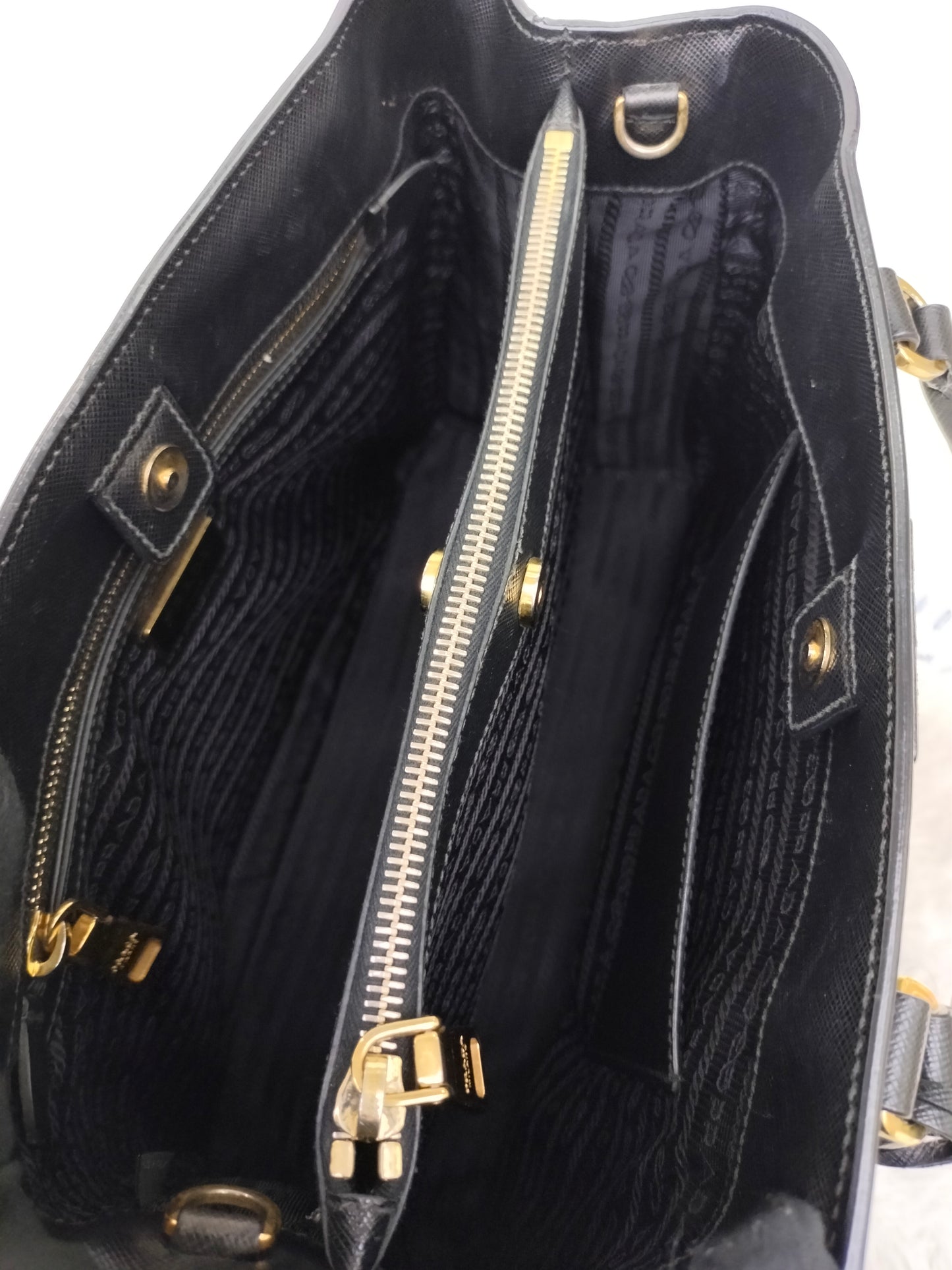 Prada Saffiano Lux Nero 33cm Double Zip GHW
