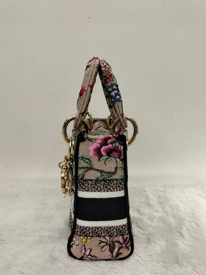 Lady Dior Mini D Lite Embroidered Canvas Mille Fleurs GHW 2023
