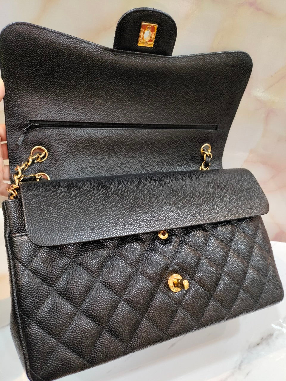 Chanel Jumbo Caviar Black GHW DF #20