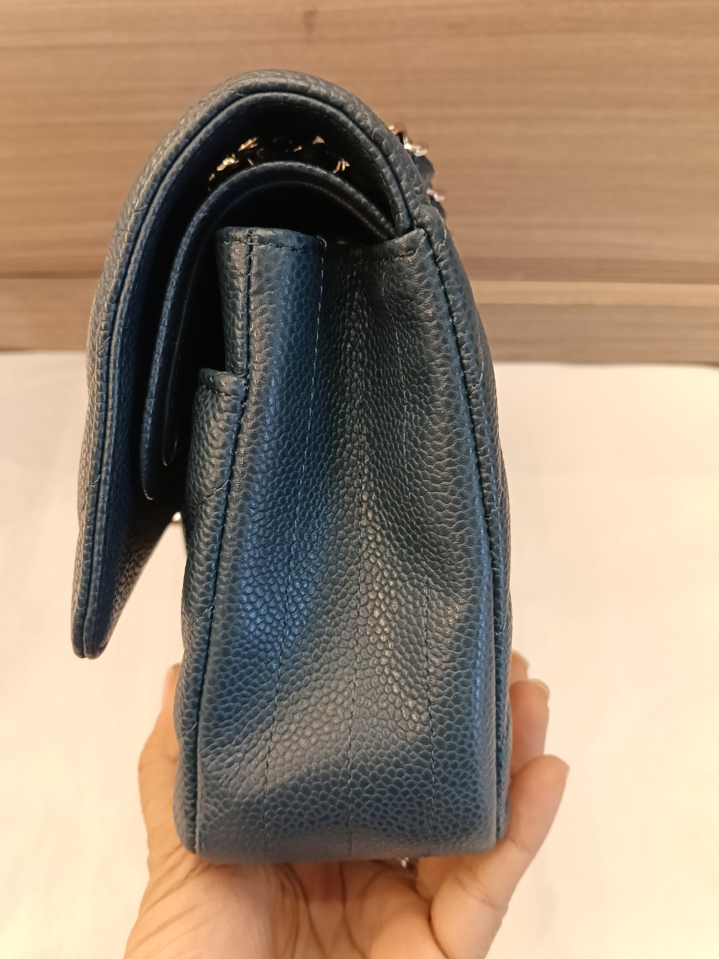 Chanel Medium Chevron Caviar Blue SHW DF #26